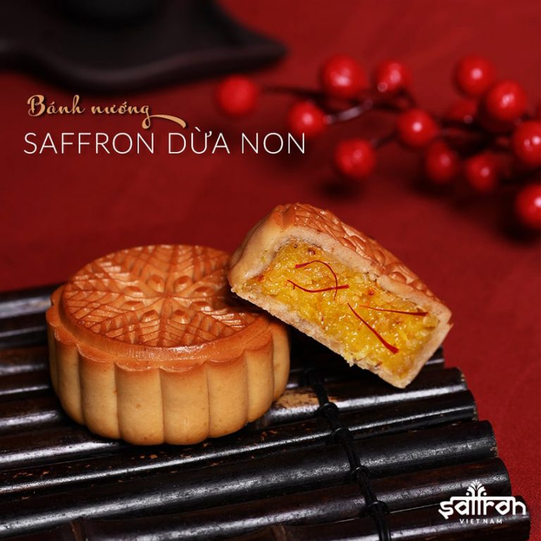 Bánh trung thu Saffron nhân dừa non