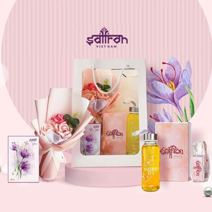 Set quà Saffron Jahan + túi hoa lụa