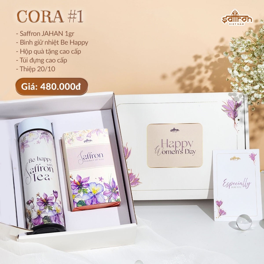 [Set quà Cora #1] Saffron Jahan + bình giữ nhiệt Be Happy