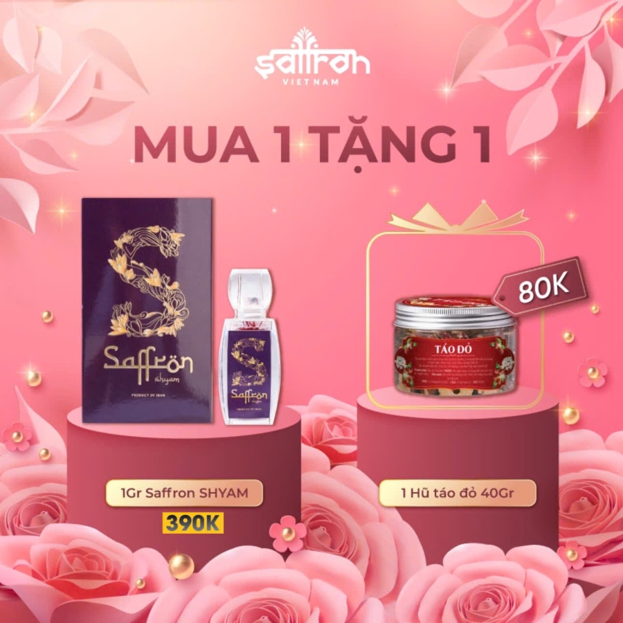 Saffron Shyam 1 Gram – Tặng 1 hủ táo đỏ 40 Gram