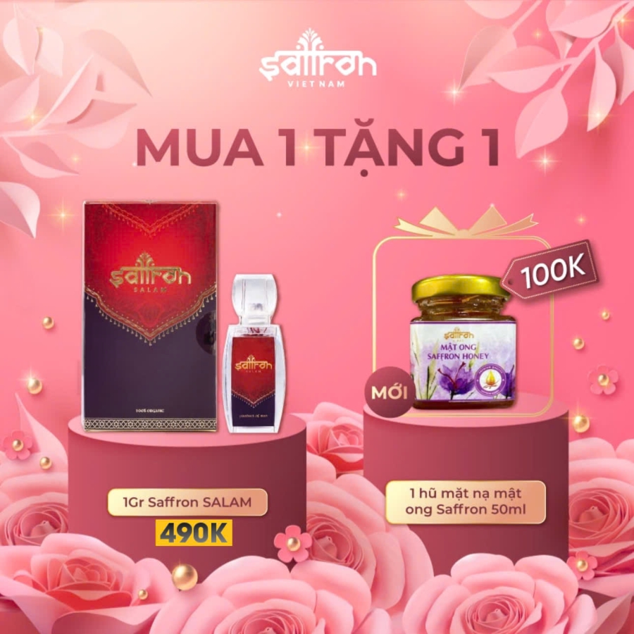 Saffron Salam 1 Gram – Tặng thêm Mặt nạ mật ong 50ml