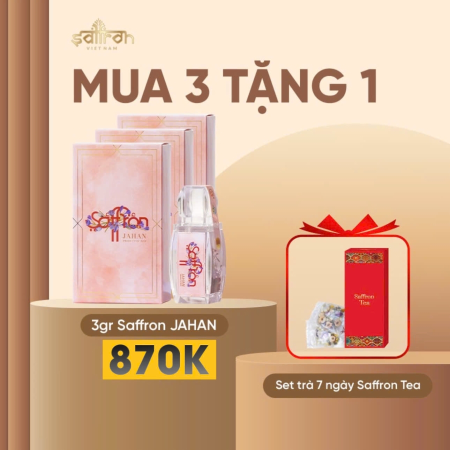 Saffron Jahan 3 Gram – Tặng set trà Saffron Tea
