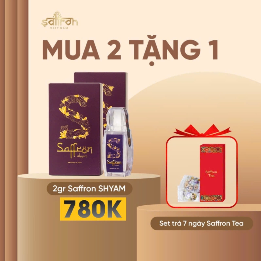 2 hộp Saffron Shyam – Tặng 1 Set trà Saffron Tea