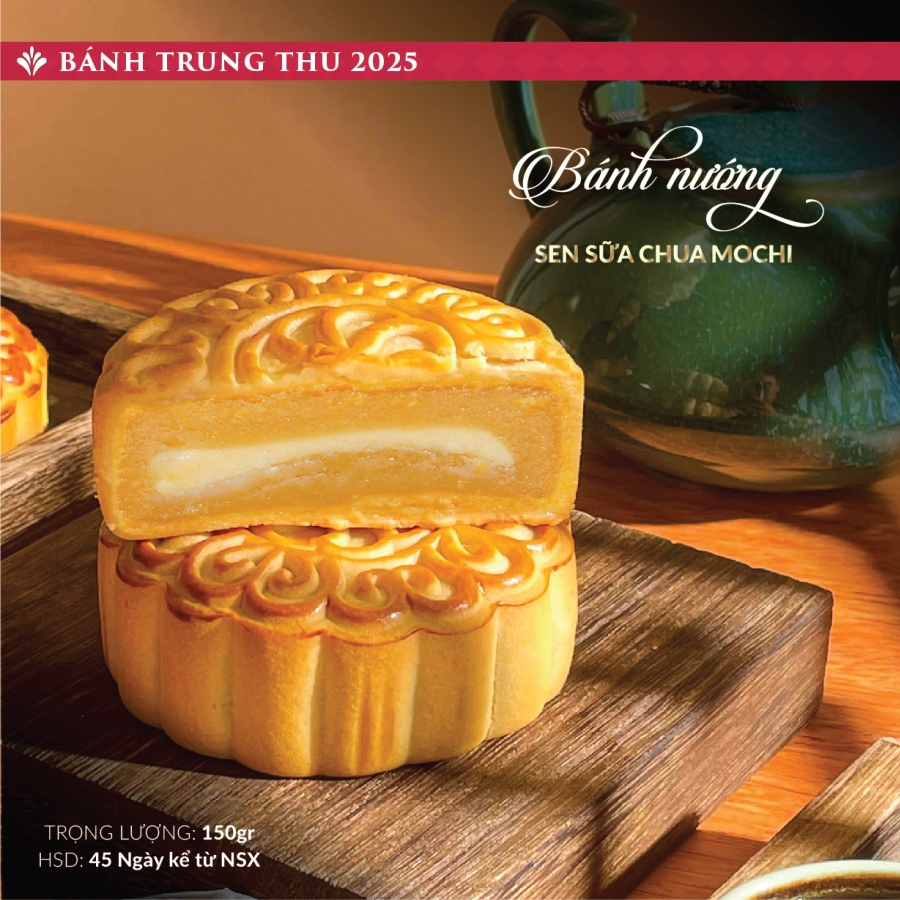 Bánh trung thu Saffron cao cấp nhân Sen sữa chua Mochi 