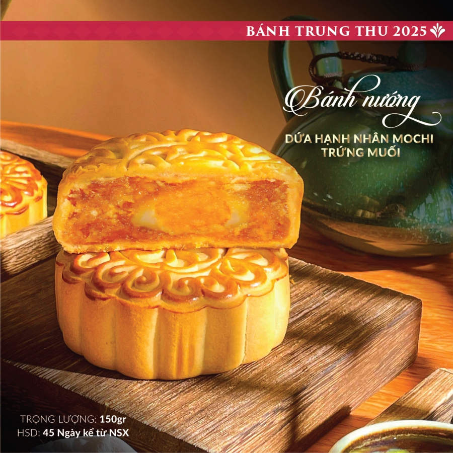 Bánh trung thu Saffron cao cấp nhân Dứa hạnh nhân Mochi trứng muối