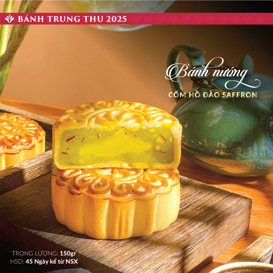 Bánh trung thu Saffron cao cấp nhân Cốm hồ đào