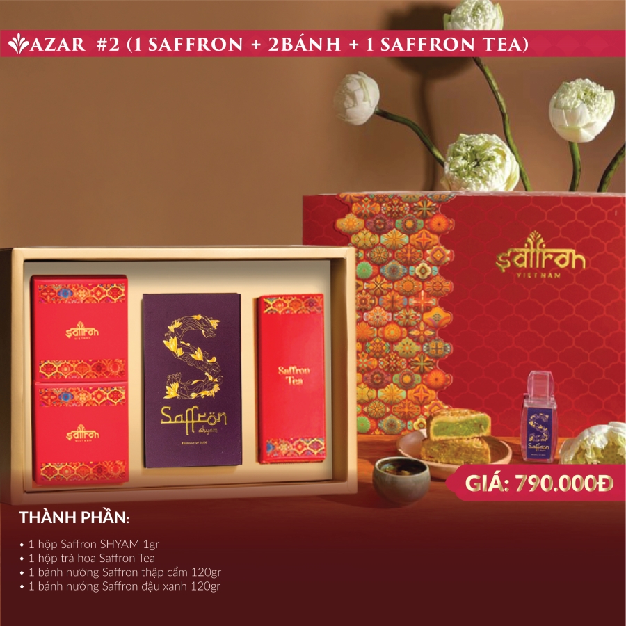 Set AZAR #2 – Hộp quà Saffron SHYAM & 2 bánh nướng Saffron cao cấp