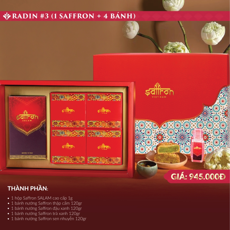 Set RADIN #3 – Hộp 4 bánh trung thu và Saffron SALAM