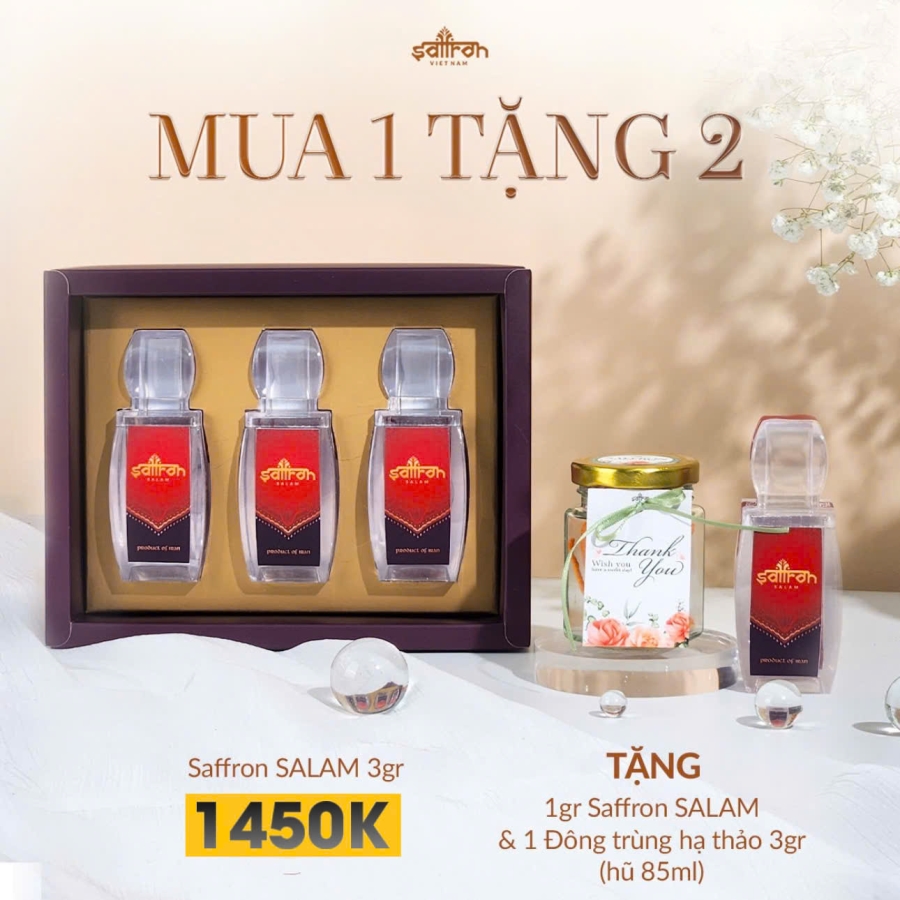 Saffron Salam 3 Gram – Tặng Saffron Salam và Đông trùng hạ thảo