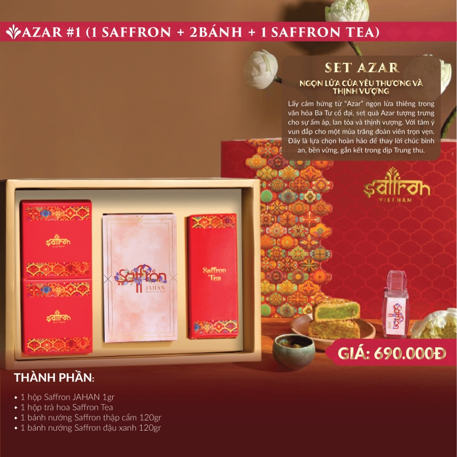 Set AZAR #1 – Hộp quà Saffron JAHAN & 2 bánh nướng Saffron cao cấp